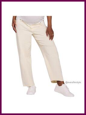 Maternity Under Belly Barrel Leg Denim Pregnancy Jeans Dart Detail